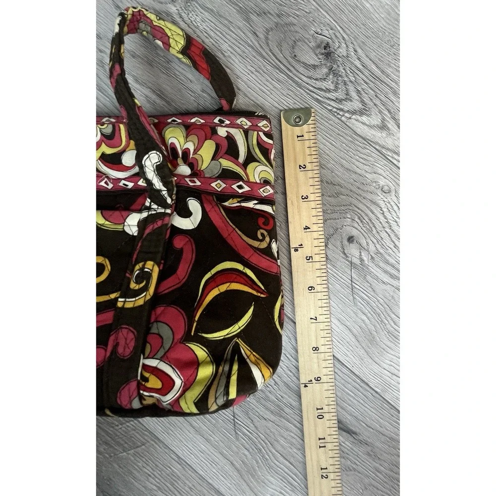 Brown Floral Shoulder Bag With Zip Closure And Matching Wallet By Vera Bradley